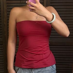 Elegant Red Strapless Top